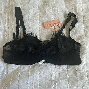 NWT Black Lace and Mesh Unlined Sheer Underwire Bra Size 40C